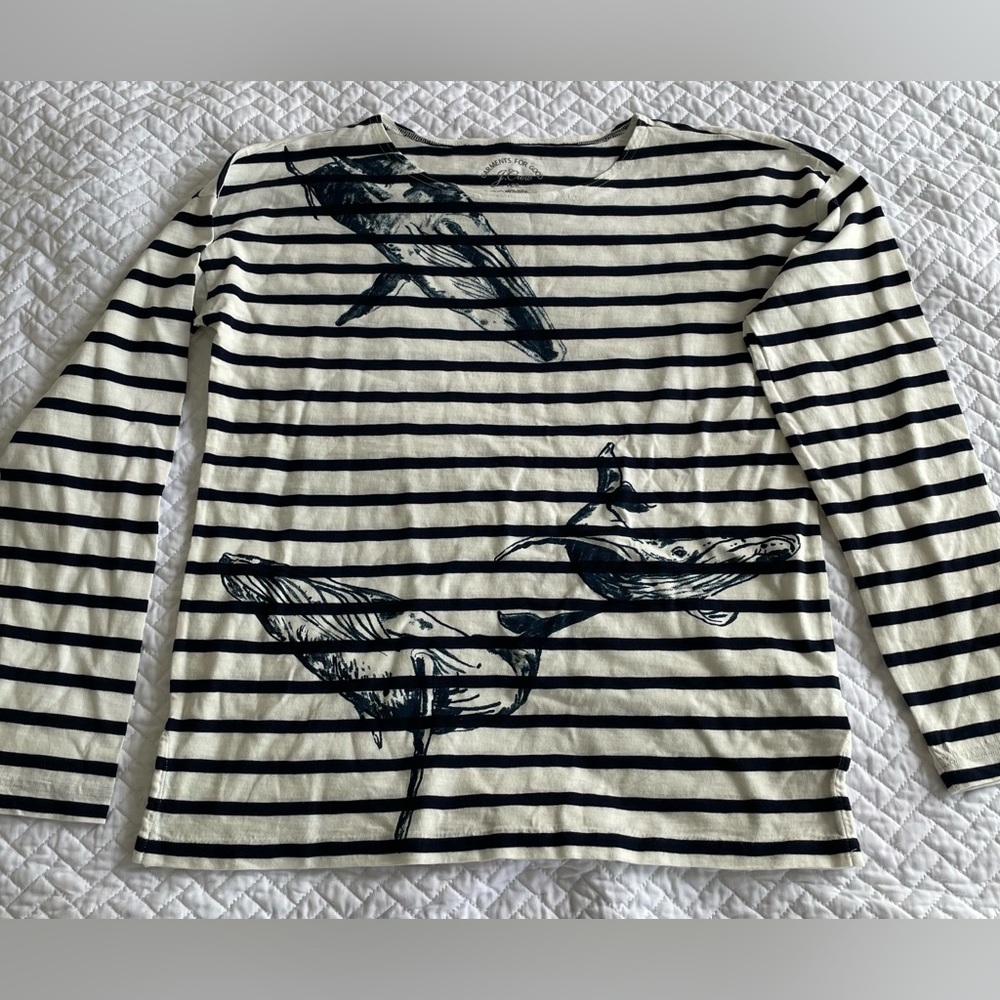 NWT J. Crew Striped Whale T-Shirt - Navy & White